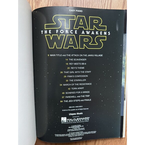 Star Wars The Force Awakens Movie John Williams Book Of Sheet Music Easy Piano - Picture 3 of 4